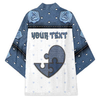 Personalized XOXO Valentine's Day Kimono Pieces Of The Heart Old Denim Fabric Effect