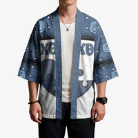 Personalized XOXO Valentine's Day Kimono Pieces Of The Heart Old Denim Fabric Effect