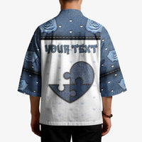 Personalized XOXO Valentine's Day Kimono Pieces Of The Heart Old Denim Fabric Effect