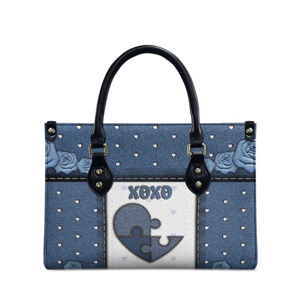 XOXO Valentine's Day Leather Bag Pieces Of The Heart Old Denim Fabric Effect