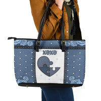 XOXO Valentine's Day Leather Tote Bag Pieces Of The Heart Old Denim Fabric Effect