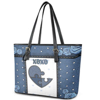XOXO Valentine's Day Leather Tote Bag Pieces Of The Heart Old Denim Fabric Effect