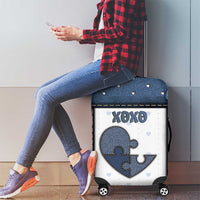 XOXO Valentine's Day Luggage Cover Pieces Of The Heart Old Denim Fabric Effect