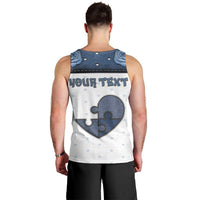 Personalized XOXO Valentine's Day Men Tank Top Pieces Of The Heart Old Denim Fabric Effect