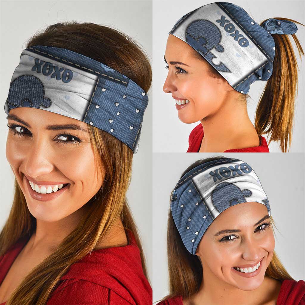 XOXO Valentine's Day Neck Gaiter Pieces Of The Heart Old Denim Fabric Effect