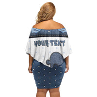 Personalized XOXO Valentine's Day Off Shoulder Short Dress Pieces Of The Heart Old Denim Fabric Effect