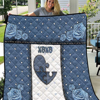 XOXO Valentine's Day Quilt Pieces Of The Heart Old Denim Fabric Effect