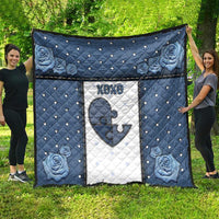 XOXO Valentine's Day Quilt Pieces Of The Heart Old Denim Fabric Effect