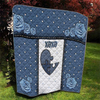 XOXO Valentine's Day Quilt Pieces Of The Heart Old Denim Fabric Effect
