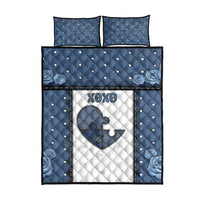 XOXO Valentine's Day Quilt Bed Set Pieces Of The Heart Old Denim Fabric Effect