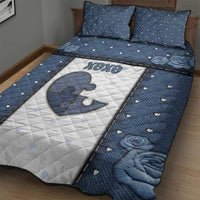 XOXO Valentine's Day Quilt Bed Set Pieces Of The Heart Old Denim Fabric Effect
