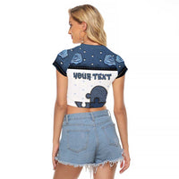 Personalized XOXO Valentine's Day Raglan Cropped T Shirt Pieces Of The Heart Old Denim Fabric Effect