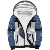 Personalized XOXO Valentine's Day Sherpa Hoodie Pieces Of The Heart Old Denim Fabric Effect