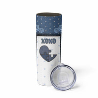 Personalized XOXO Valentine's Day Skinny Tumbler Pieces Of The Heart Old Denim Fabric Effect