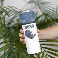 Personalized XOXO Valentine's Day Skinny Tumbler Pieces Of The Heart Old Denim Fabric Effect