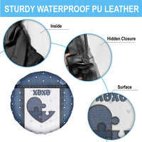 XOXO Valentine's Day Spare Tire Cover Pieces Of The Heart Old Denim Fabric Effect