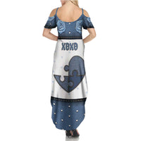 Personalized XOXO Valentine's Day Summer Maxi Dress Pieces Of The Heart Old Denim Fabric Effect
