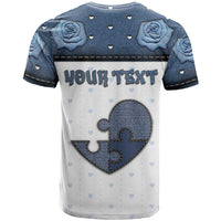 Personalized XOXO Valentine's Day T Shirt Pieces Of The Heart Old Denim Fabric Effect