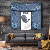 XOXO Valentine's Day Tapestry Pieces Of The Heart Old Denim Fabric Effect