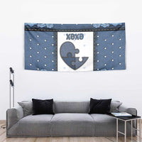 XOXO Valentine's Day Tapestry Pieces Of The Heart Old Denim Fabric Effect