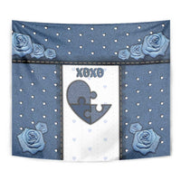 XOXO Valentine's Day Tapestry Pieces Of The Heart Old Denim Fabric Effect