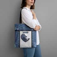 XOXO Valentine's Day Tote Bag Pieces Of The Heart Old Denim Fabric Effect