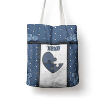 XOXO Valentine's Day Tote Bag Pieces Of The Heart Old Denim Fabric Effect
