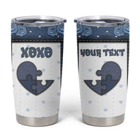 Personalized XOXO Valentine's Day Tumbler Cup Pieces Of The Heart Old Denim Fabric Effect