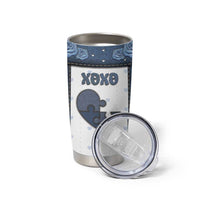 Personalized XOXO Valentine's Day Tumbler Cup Pieces Of The Heart Old Denim Fabric Effect