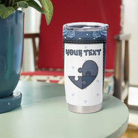 Personalized XOXO Valentine's Day Tumbler Cup Pieces Of The Heart Old Denim Fabric Effect
