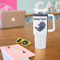 Personalized XOXO Valentine's Day Tumbler With Handle Pieces Of The Heart Old Denim Fabric Effect
