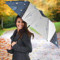 XOXO Valentine's Day Umbrella Pieces Of The Heart Old Denim Fabric Effect