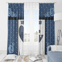 XOXO Valentine's Day Window Curtain Pieces Of The Heart Old Denim Fabric Effect