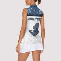 Personalized XOXO Valentine's Day Women Sleeveless Polo Shirt Pieces Of The Heart Old Denim Fabric Effect