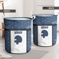 XOXO Valentine's Day Laundry Basket Remaining Piece Old Denim Fabric Effect