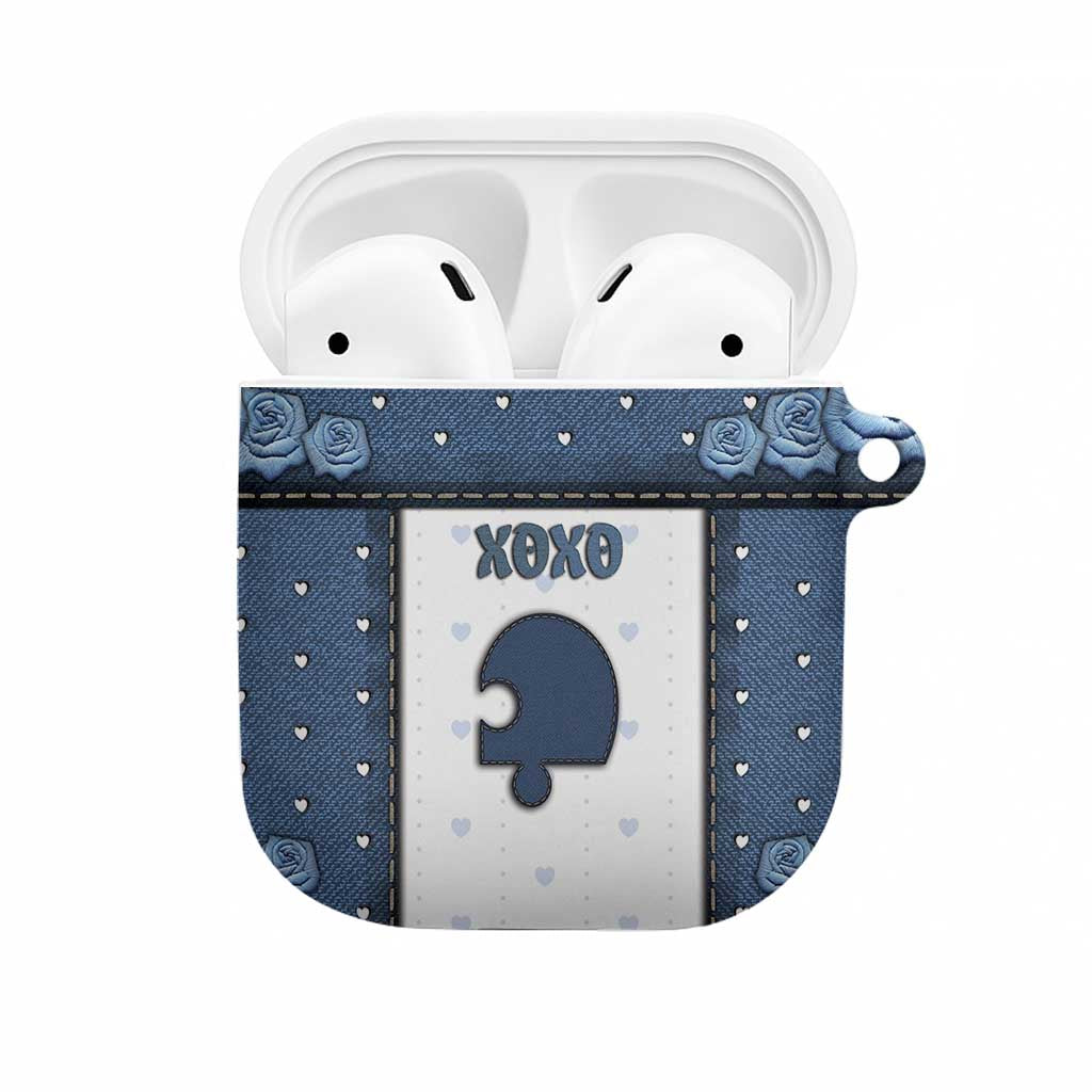 XOXO Valentine's Day AirPods Case Remaining Piece Old Denim Fabric Effect
