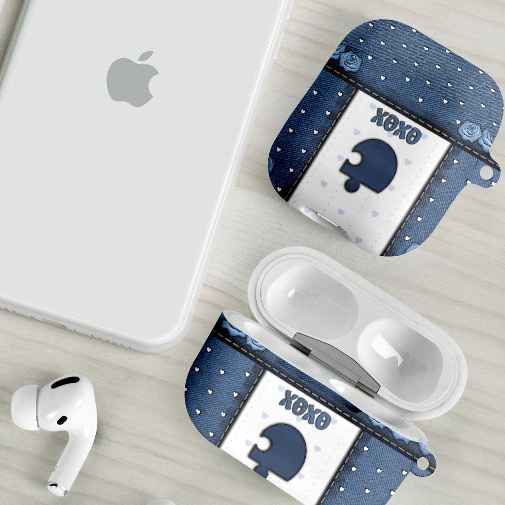 XOXO Valentine's Day AirPods Case Remaining Piece Old Denim Fabric Effect