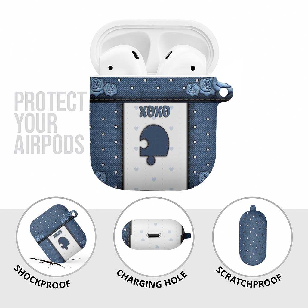 XOXO Valentine's Day AirPods Case Remaining Piece Old Denim Fabric Effect