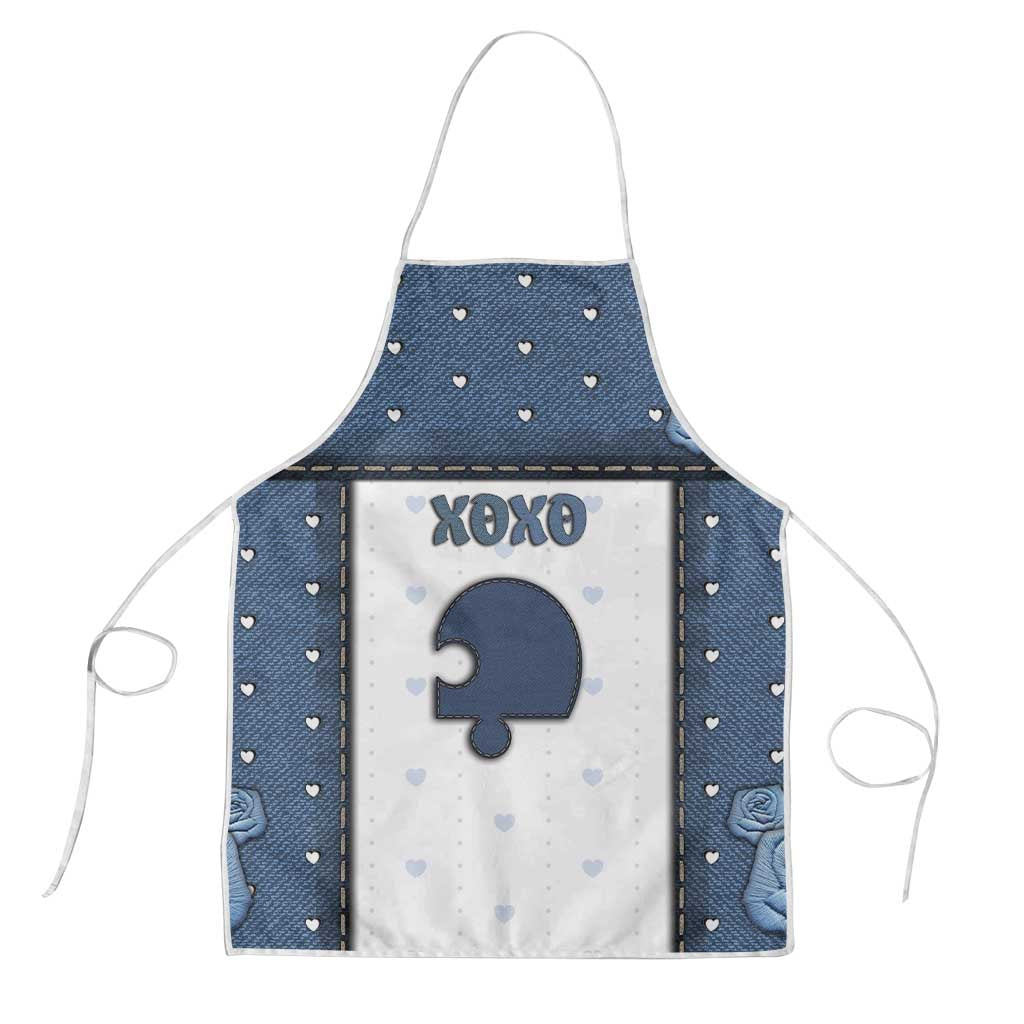XOXO Valentine's Day Apron Remaining Piece Old Denim Fabric Effect