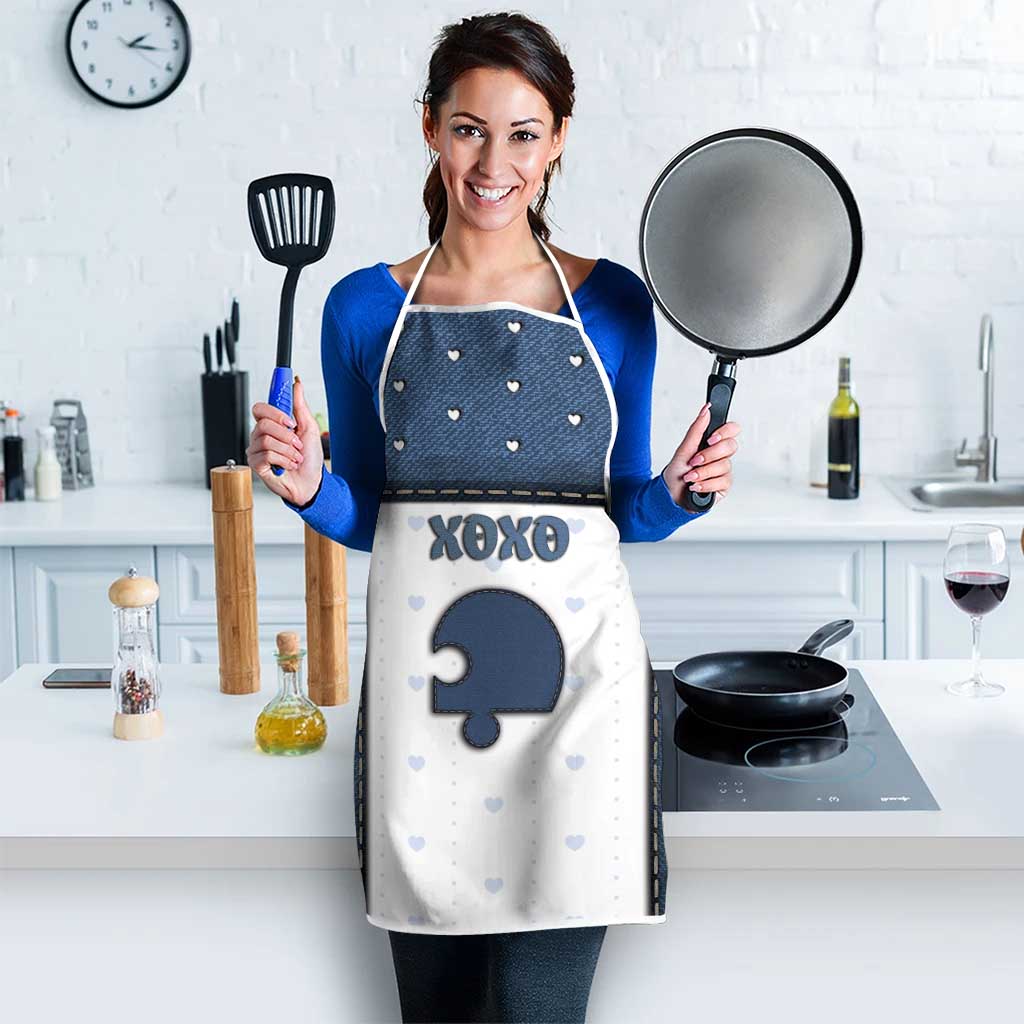 XOXO Valentine's Day Apron Remaining Piece Old Denim Fabric Effect