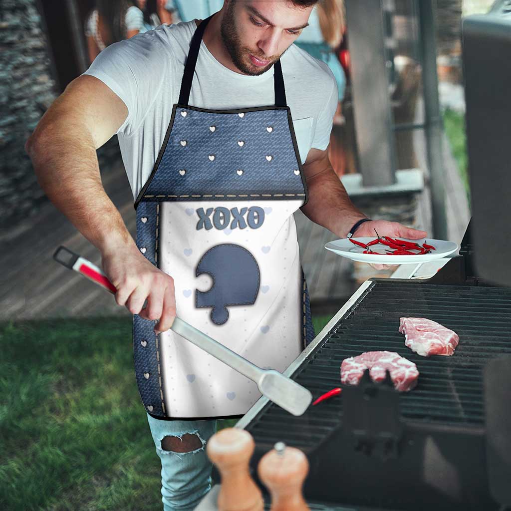 XOXO Valentine's Day Apron Remaining Piece Old Denim Fabric Effect