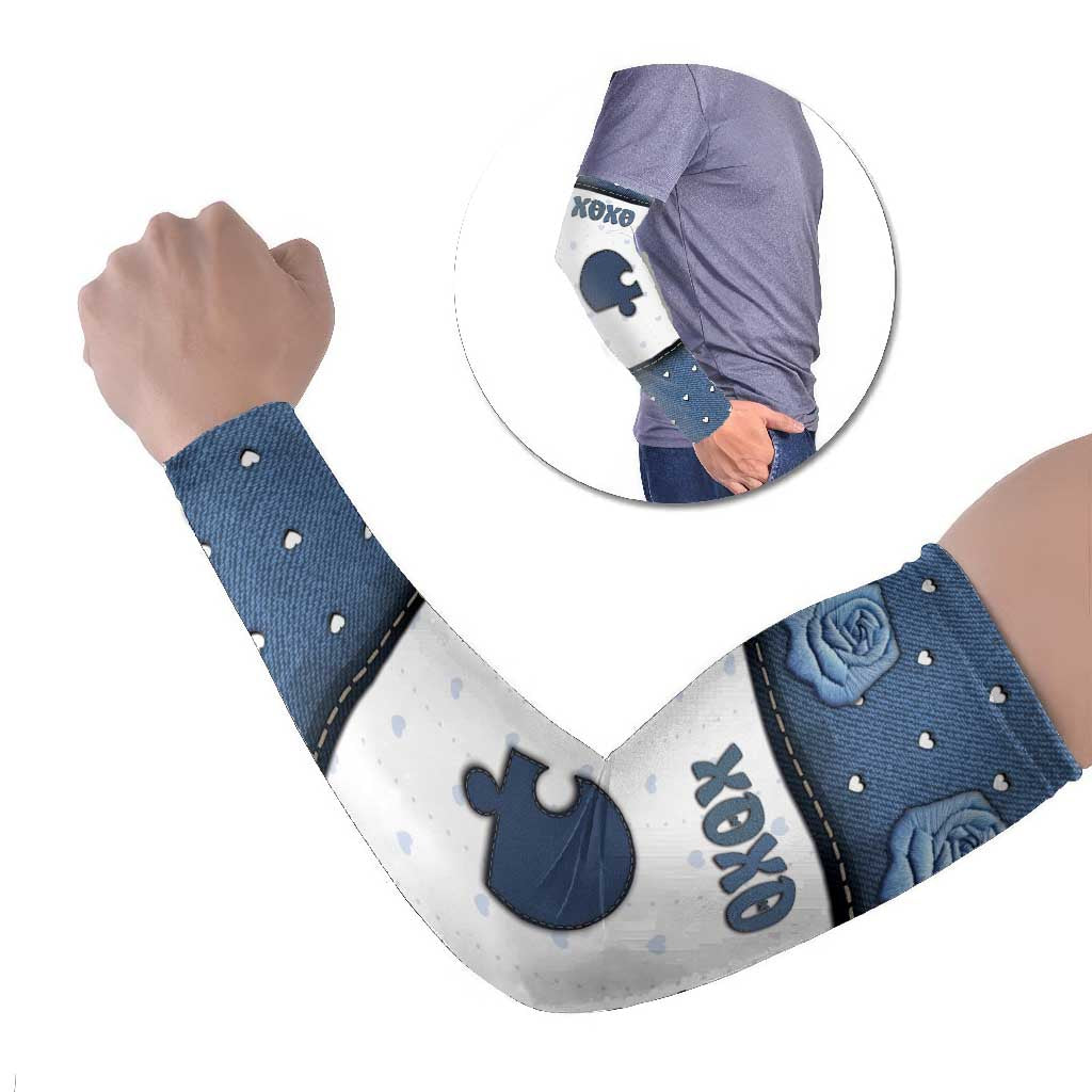 Personalized XOXO Valentine's Day Arm Sleeves Remaining Piece Old Denim Fabric Effect
