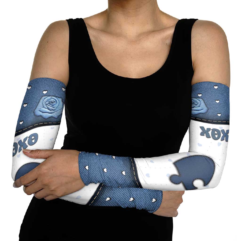 Personalized XOXO Valentine's Day Arm Sleeves Remaining Piece Old Denim Fabric Effect