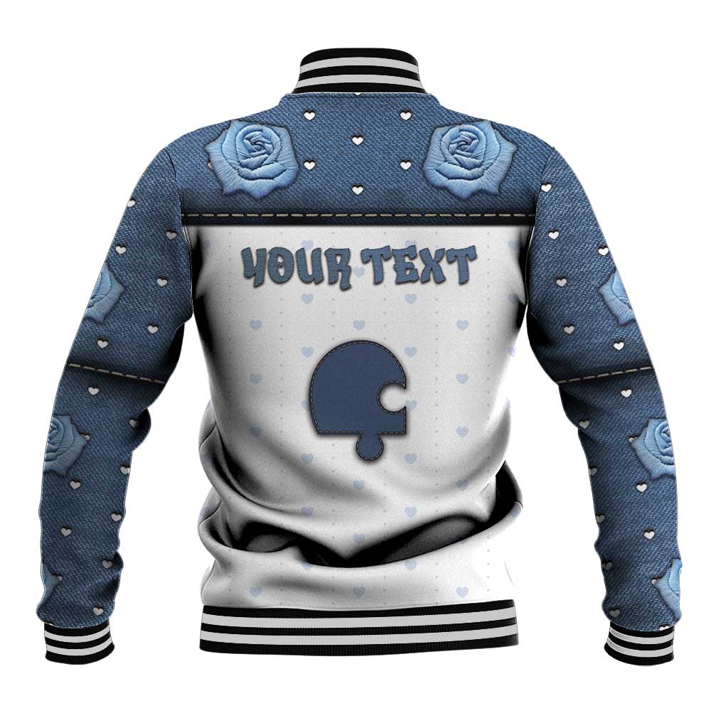 Personalized XOXO Valentine's Day Baseball Jacket Remaining Piece Old Denim Fabric Effect