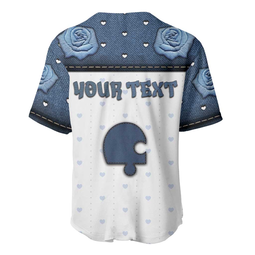 Personalized XOXO Valentine's Day Baseball Jersey Remaining Piece Old Denim Fabric Effect