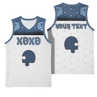 Personalized XOXO Valentine's Day Basketball Jersey Remaining Piece Old Denim Fabric Effect