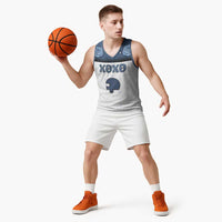 Personalized XOXO Valentine's Day Basketball Jersey Remaining Piece Old Denim Fabric Effect