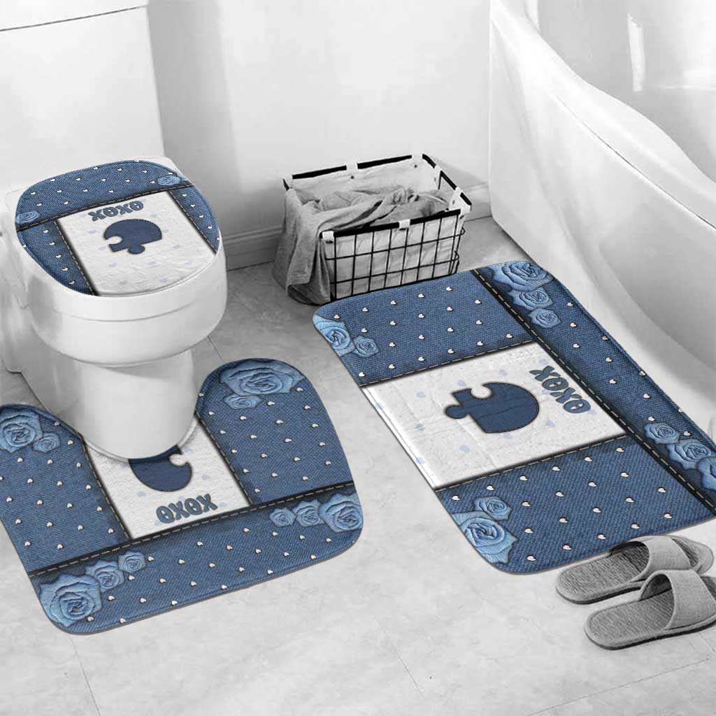 XOXO Valentine's Day Bathroom Set Remaining Piece Old Denim Fabric Effect