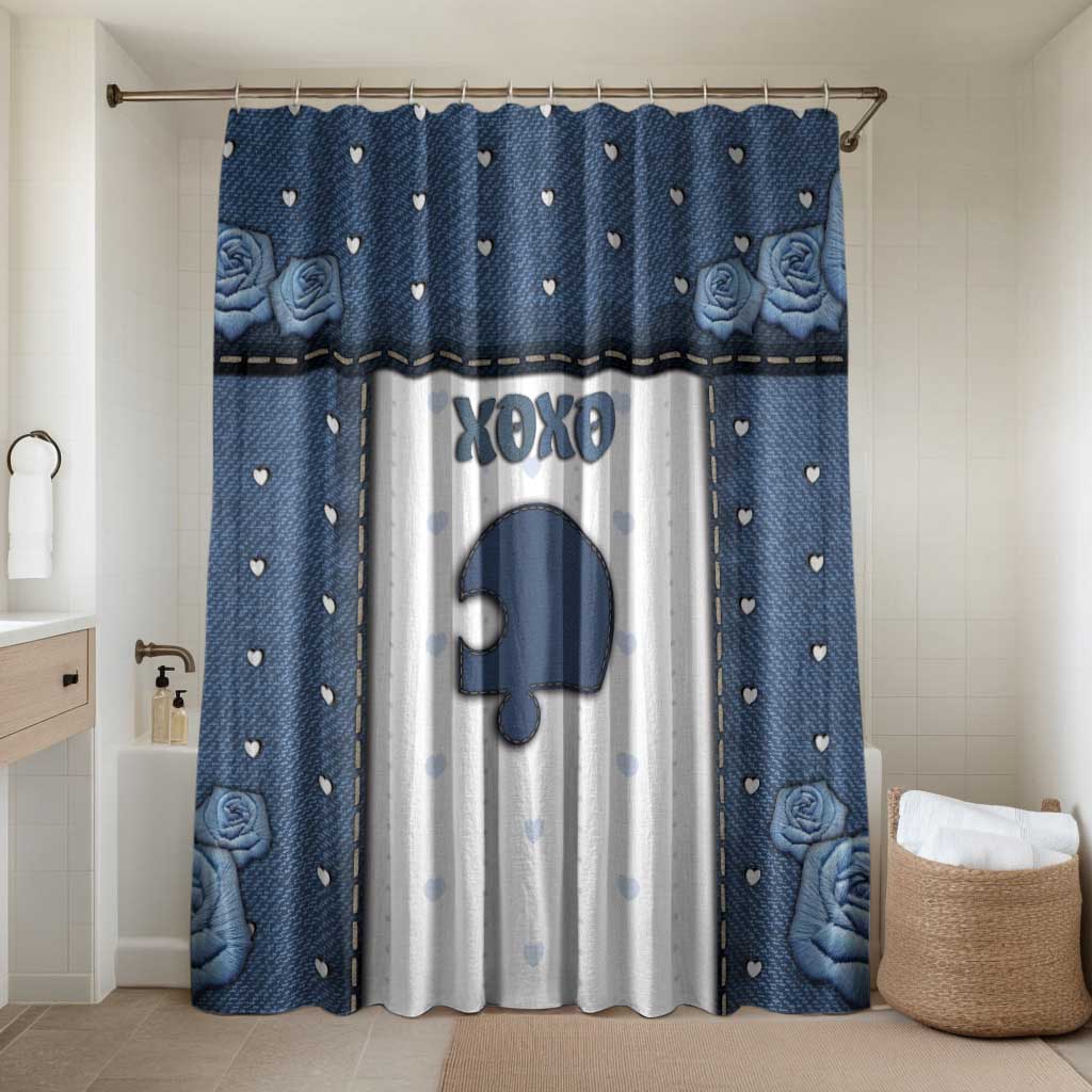 XOXO Valentine's Day Bathroom Set Remaining Piece Old Denim Fabric Effect