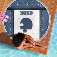 XOXO Valentine's Day Beach Blanket Remaining Piece Old Denim Fabric Effect